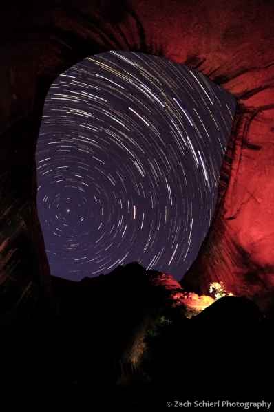 Star Trails as seen from an Alcove along Coyote Gulch, Utah